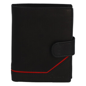 Pánská kožená peněženka na výšku se zápinkou David, černo-červená