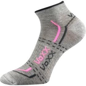 VOXX Ponožky krátké slabé REX 11 bavlněné SVĚTLE ŠEDÉ MELÉ s růžovou (3 páry) 35-38 114569