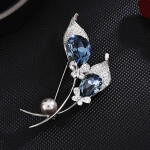 Brož Swarovski Elements Lanza - květina, Modrá