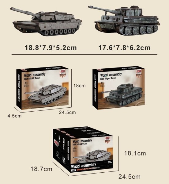 Stavebnice dřevěná Tank 18 cm