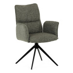 Židle jídelní, zelená látka, 360° vratný mechanismus, černý kov