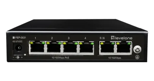 LevelOne FEP-0631 / Switch / 4x FE PoE+ / 2x FE / 60 W PoE / kovové provedení (FEP-0631)