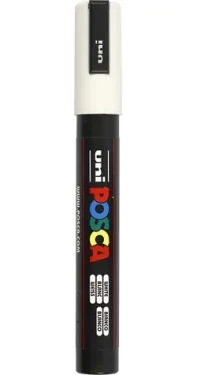 POSCA PC-5M bílá / Popisovač / Akrylová barva na vodní bázi / Univerzální – papír, textil, kov, sklo (PC-5M-white)