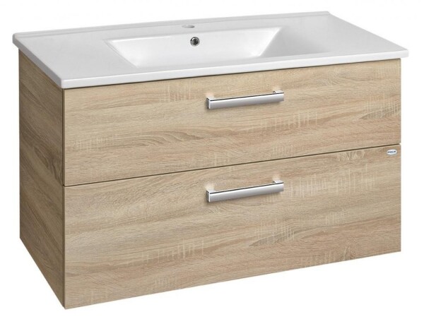 Aqualine VEGA umyvadlová skříňka 97x60x43,8 cm, 2xzásuvka, dub platin