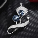 Brož Swarovski Elements Amedee - květina, Modrá