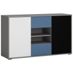 Komoda Laser LASK02B 2D2S šedá platina/černá perla/bílý alpský/modrá