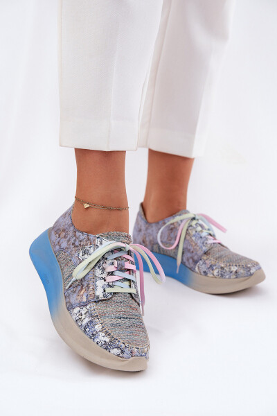 Dámské Kožené Polobotky Sneaker na Platformě Maciejka 06776A-06 Modré 37