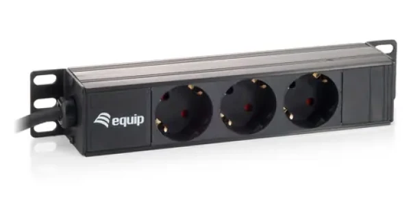 Equip 10" napájecí panel 3x Schuko černá / Napájecí panel / 1U / 16 A / kabel 1,5 m (333299)