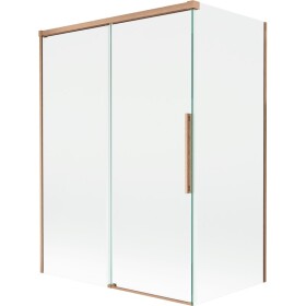 MEXEN/S - Rox vanová zástěna 2-křídlová posuvná 120 + 70 x 150, transparent, měď kartáčovaná 8C9-120-070-65-00