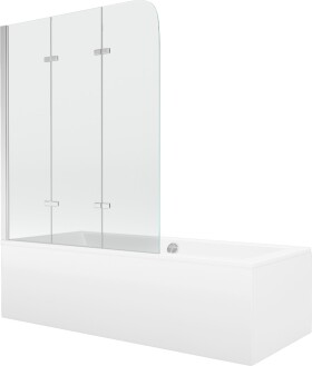 MEXEN/S - Cube obdélníková vana 180 x 80 cm s panelem + vanová zástěna 120 cm, transparent, chrom 550518080X9012030100