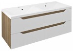 SAPHO - WAVE dvojumyvadlová skříňka 119,7x50x47,8cm, bílá/dub cuneo WA120-3025