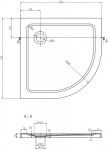 MEXEN/S - Flat sprchová vanička čtvrtkruhová slim 70 x 70, černá + černý sifon 41707070B