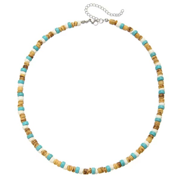 Pánský korálkový náhrdelník Nakoa - chirurgická ocel, Barevná/více barev 47 cm + 5 cm (prodloužení)