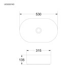 Mereo Umyvadlo na desku bez přepadu, Celie, 530x315x135 mm, oválné, keramické UC533214O