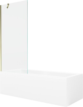 MEXEN/S - Cubik obdélníková vana 160 x 70 cm s panelem + vanová zástěna 80 cm, transparent, zlatá 550316070X9508000050