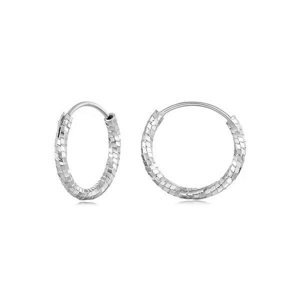 Stříbrné náušnice kruhy Francesca - průměr 14 mm, stříbro 925/1000, Stříbrná