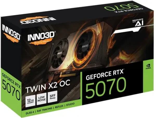 Inno3D GeForce RTX 5070 TWIN X2 OC / Grafická karta / 2542 MHz / 12 GB GDDR7 / 192-bit / 1x HDMI + 3x DP / 650 W (N50702-12D7X-195064N)