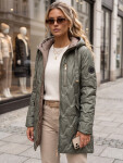 Dámská prošívaná přechodová bunda s kapucí, zelená, FashionStreet TY5770 XXL