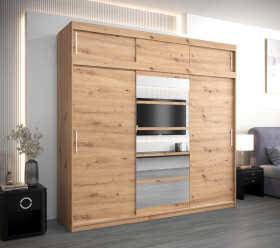 Šatní skříň Abi Ro1 s nástavcem Barva korpusu: Dub artisan, Rozměry: 250 cm, Dveře: Dub artisan