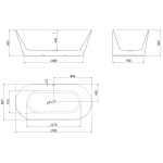 MEXEN/S - Oval Slim volně stojící vana nástěnná 170 x 80, bílá/šedá, sifon a přepad bílá 52661708062-20