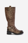 Zazoo 70141 Kožené dámské kozačky nad kolena hnědé 39