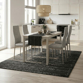 Jídelní set s 4 židlemi, 110x70x75cm travertin, ASE-1039 CRM2