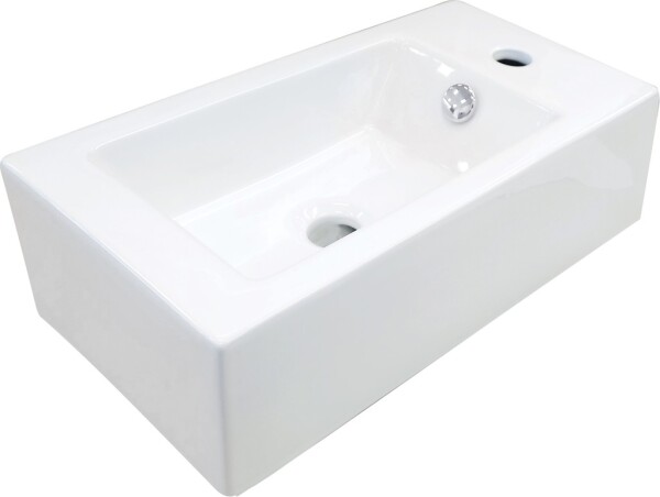 DEANTE - SQUARE - Keramické umyvadlo, na desku, pravé - bílé CGS_6U2R