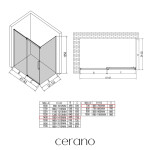 CERANO - Sprchový kout Lantono L/P - 8 mm - Soft-Close - černá matná, grafitové sklo - 140x70x195 - posuvný CER-8050BD7527