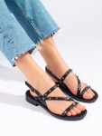 Designové dámské černé sandály bez podpatku 37