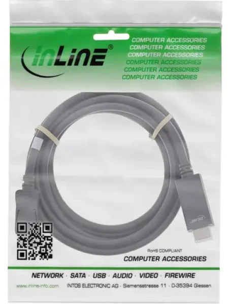 InLine černá / Adaptérový kabel / DisplayPort (M) - HDMI (M) / 4K 60Hz / 3 m (17183I)