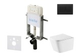 Kielle - Genesis New Set předstěnové instalace, klozetu Arkas I, Vortex Rimless+, sedátka softclose a tlačítka Gemini New III, matná černá 30528SZ81