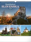 Nástenný kalendár Pamätihodnosti Slovenska 2024, 30 × 34 cm