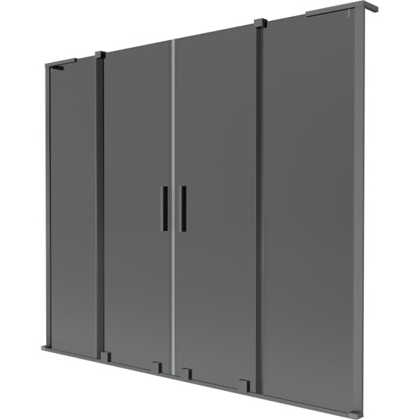 MEXEN/S - Velar L Duo dvoukřídlá posuvná vanová zástěna 200 x 150, grafit, grafit metal 896-200-003-42-95