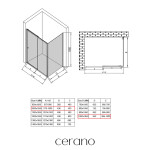 CERANO - Sprchový kout Varone POINT L/P - 6 mm - černá matná, grafitové sklo - 100x100x195 - posuvný CER-429595
