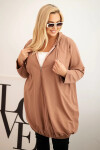 Dámská mikina Plus Size s kapucí Cappuccino - ZENTEX capuccino XL/2XL