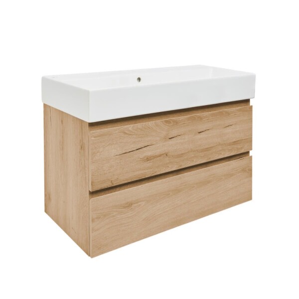 Koupelnová skříňka 2 zásuvková s umyvadlem SAT B-Way 99x50x45 cm dub mat BWAY2100OAKU2BI BWAY2100OAKU2BI