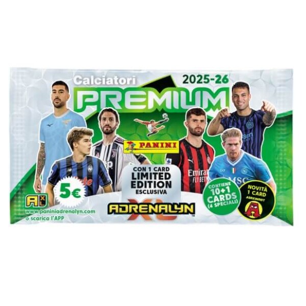 Fotbalové karty Panini Serie A 2025/2026 - ADRENALYN XL Premium balíček