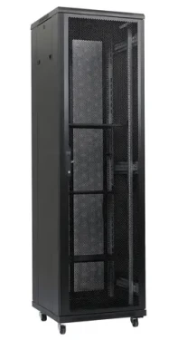 XtendLan 47U/600x800 černá / Stojanový rozvaděč / perforované dveře a záda (PER-47U-68-BLACK-P)