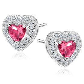 LUNICA Stříbrné náušnice ČERVENÉ SRDCE 0036 Ag 925; ≤2,1 g.