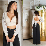 Sexy KouCla crop top s dlouhým rukávem white Einheitsgroesse