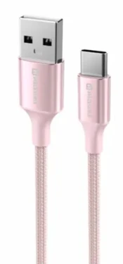 SWISSTEN TEXTILE II datový kabel USB - USB-C 1.5m růžová (71521311)
