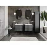 MEXEN/S - Orio koupelnová skříňka 60 cm s umyvadlem Vela, 2 zásuvky, grafit mat/bílá mat 91A10-06047-2-BFF66-W23M01