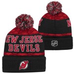 Outerstuff Dětská zimní čepice New Jersey Devils NHL Puck Pattern Cuffed Pom