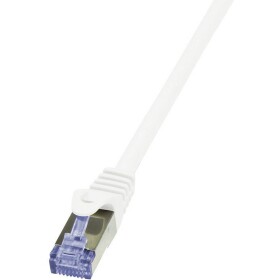 LogiLink CQ3091S RJ45 síťové kabely, propojovací kabely CAT 6A S/FTP 10.00 m bílá samozhášecí, s ochranou 1 ks