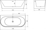 MEXEN/S - Oval+ volně stojící vana przyścienna 170 x 80, bílá, sifon a přepad růžové zlato 52681708000-60