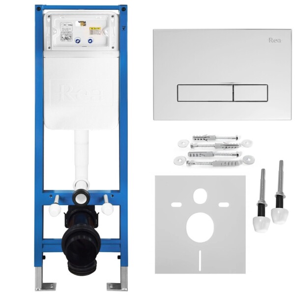 REA - Podomítkový Instalační Set Slim 024N pro WC s Tlačítkem HD Chrome KPL-E1561