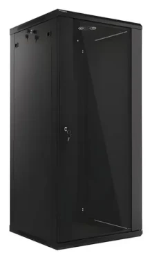 Lanberg WF01 černá / Nástěnný rozvaděč / 19" / 27U / 600x600 mm / skleněné dveře / nosnost 60 kg (WF01-6627-10B)