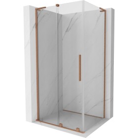 MEXEN/S - Velar L sprchový kout, posuvné dveře 120 x 110, transparent, měď kartáčovaná 871-120-110-03-65