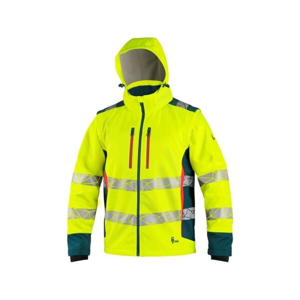 Bunda CXS BEDFORD pánská reflexní softshellová žluto-petrolová 3XL žluto-petrolová