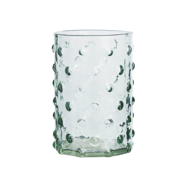 MADAM STOLTZ Sklenice Dotted Light Green 250 ml, zelená barva, sklo